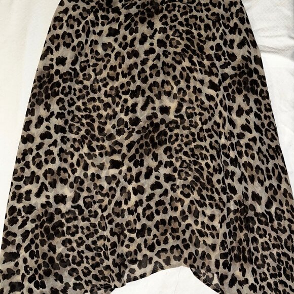 BCBG MAXAZRIA XL Sleeveless Leopard Print Sheer Tunic Blouse Button-Down -A142 - Picture 5 of 6
